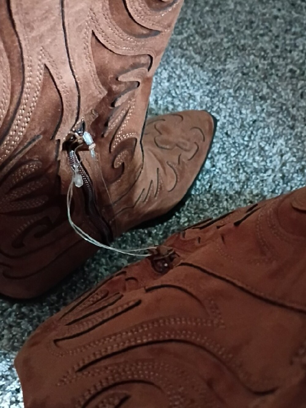 Women's Tan Suede Western Heeled Boots - Picture 7 of 7